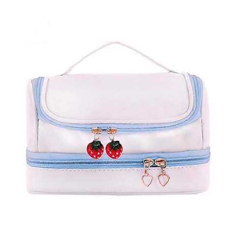 Stort penalhus med 2 lag stor kapacitet, vandtæt æstetisk penalhus pink papirvarer, opbevaringstaske kontororganisator, makeup taske poseholderboks