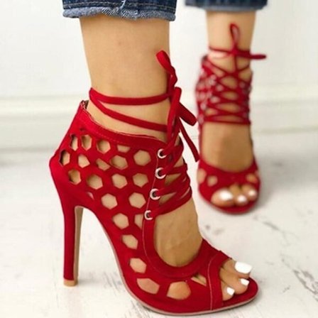 Dammode sommar högklackade sandaler