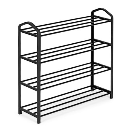 Metal skohylde, 4 hylder, 12 par sko, sort