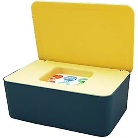 Vådserviet Opbevaringsboks Servietdispenser Holder Vævsopbevaringsboks Med Støvcover Til Hjem Kontor (gul + Blå)