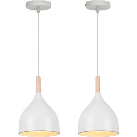 Vintage Industrielle Pendel Loftlampe Indendørs Hængende Lys Kreativ Nordisk Lysekrone 2STK Hvid
