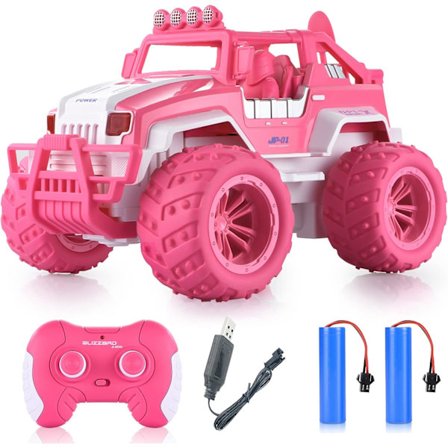 Fjernstyret Bil til Piger, 1:12 Pink Monster Truck, med Genopladeligt Batteri, Nem at Bruge, 2.4Ghz Off Road RC Bil Legetøj til Datter Børn