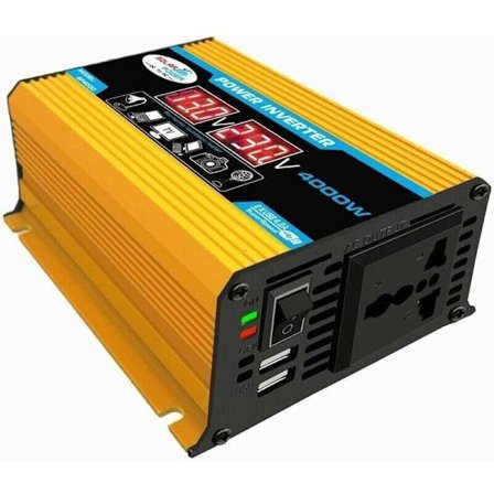 12V 220V inverter, 4000W ren sinusvåg inverter DC 12V 220V/110V bil inverter med dubbel spänningsdisplay och USB-portar 4.2A laddare