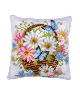 Broderikit Kudde Blommor i korg - Vervaco