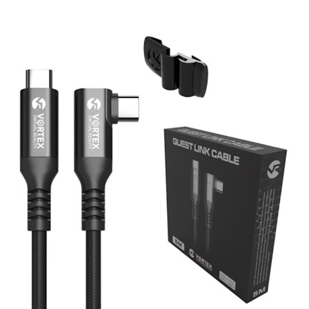 VortexVR-kaapeli 5m + kiinnike | USB-C | Quest 3 Quest 3S Quest 2:lle