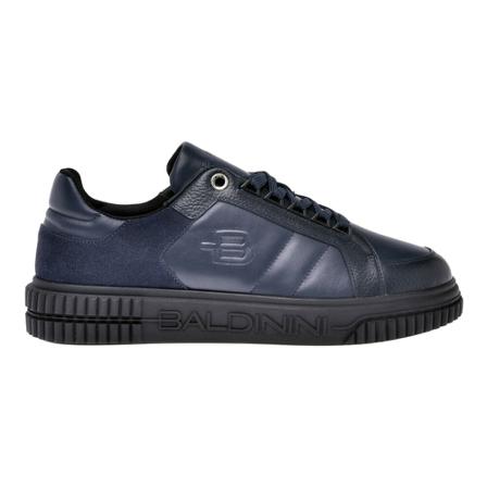 Baldinini Low-top trainers in blue leather and split leather , Blauw , Heren , Maat: 42 EU Sneakers
