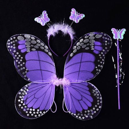 Barnkostymrekvisita Butterfly Wings-set LILA 3 STK/ SET 3