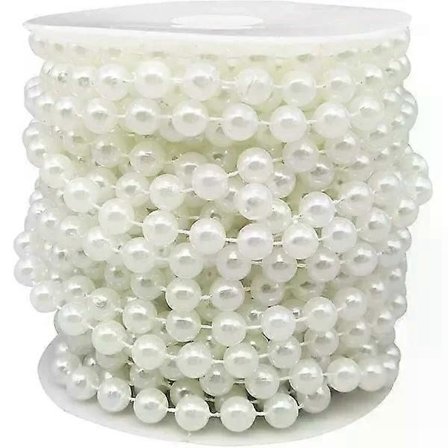 1 stk. 8MM Faux Perler Perlebånd Perlebånds Rulle til Bryllupsfest Dekoration (Hvid, 10M)