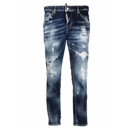 Dsquared2, Cropped Slim-Fit Jeans Blauw, Dames, Maat:3XS