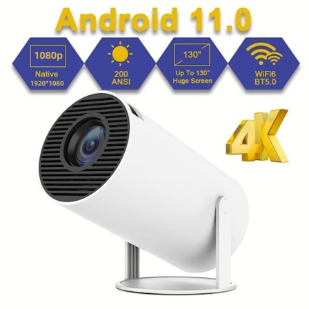 4k HD projektor HY300 Android 11 bærbar udendørs hjemmebiograf projektor Dual Wifi6 200 Bt5.0 1080p 1280*720p