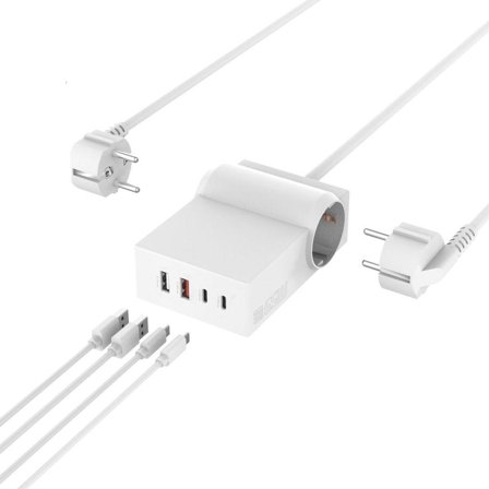 4smarts Desk GaN flerkoplingslist - USB, 24 pin USB-C, Type F/E - 3840 watt