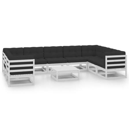 Vidaxl Loungegrupp Med Dynor 10 Delar Vit Massiv Furu Vit