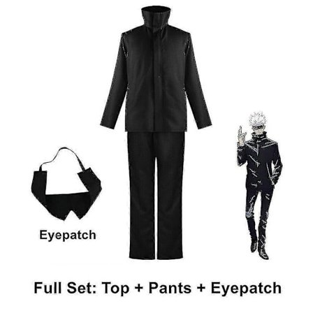 Svart Anime Jujutsu Kaisen Satoru Gojo Cosplay Kostyme Skoleuniform Dress-WELLNGS