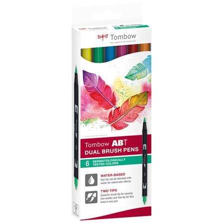 Tombow ABT Dual Brush pen Set van 6 dermatologisch geteste kleuren