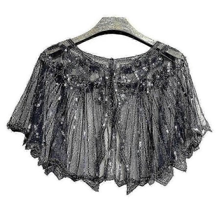 1920-luvun Charleston-puku, huivi, kääreet, paljetit, glitteri, helmikoristeltu iltatakki, morsiamen hartiahuivi, bolero, Charleston-peitto - Yvan