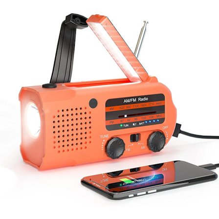 Solar Radio AM/FM Handvev Radio 5000mAh Batteri Betala Power Bank Bärbar Nödradio Generator Radio för vandring (orange)