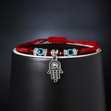 Lucky Red Rope Berlock Armband Blå Turkiet Evil Eye hänge Kvinnor Män Handgjorda vänskapssmycken, handgjorda mönster