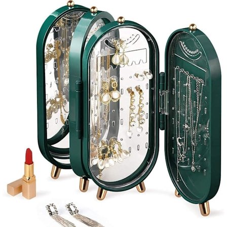 ABS Foldable Jewelry Organizer, Øreholder Smykke Display Stativ, Ørehalskjede Smykkeboks