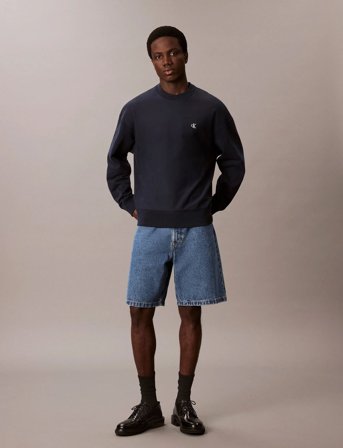 Calvin Klein Jeans Premium Terry Monogram Cn Sweats - Navy - XXL