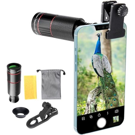 Uusin malli 2025, uusi 32X puhelimen kameralinssi teleobjektiivi iPhone- ja Android-puhelimille, zoomattava puhelimen kameralinssi puhelinpidikkeellä