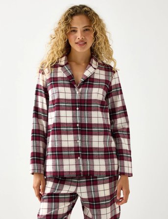 Lindex Nightshirt Flannel Check - Burgundy - XS