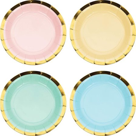 Kreativa Engångstallrikar i Pastellfärger (8-pack) One Size Guld/Rosa/Himmelsblå