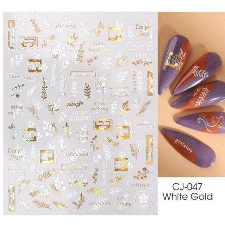 Nagelklistermärken 3D Bronzing Flowers CJ-047