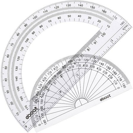 Eboot - EBOOT-PROTRACTOR-01 - Vinkelmätare 180 grader, 4 tum och 6 tum, transparent, 2 stycken