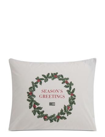 Holiday Printed Organic Cotton Pillowcase Home Textiles Bedtextiles Pillow Cases Valkoinen Lexington Home
