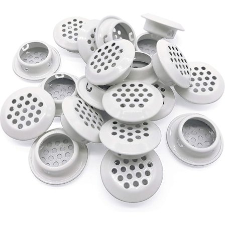 20 stk Luftventiler 25mm Sirkulær Soffit Ventil Rustfritt Stål Rund Ventil Mesh Hull Louvre for Kjøkken Baderom Skap Garderobe (Hvit)