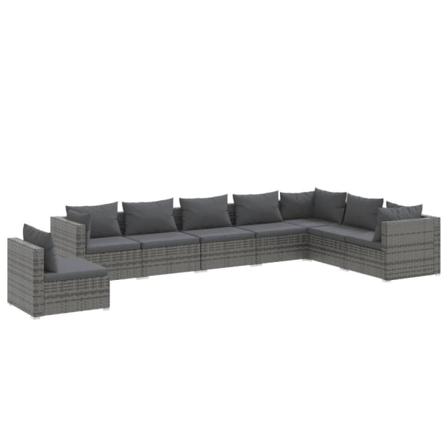 Vidaxl Loungegrupp För Trädgården Med Dynor 8 Delar Konstrotting Grå