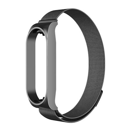 Milanese Loop-armband för Xiaomi Mi Band 7 6 5 4 3 Magnetiskt armband i rostfritt stål Metallarmband för Xiaomi Mi Band 4 3 Armband 2 svart