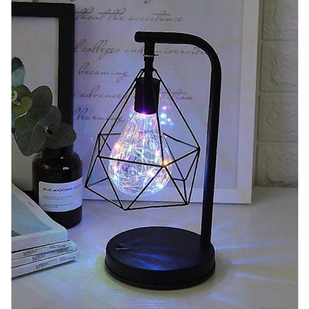 Dekorativ Bordslampa, Retro Atmosfärlampa, Metall Skrivbordslampa Diamantformad Glödlampa Bordslampa Nattlampa Dekorationslampa Presentleksak, 