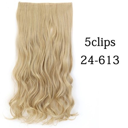 Syntetisk 22 32 tum 5 Clips Hårförlängning Värmebeständig falska hårstycken Långa vågiga frisyrer Clip In Hair Extensions