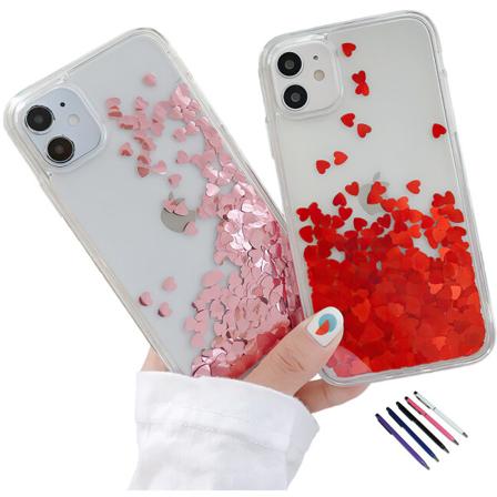 iPhone 12 - Flytande Glitter 3D Bling Skal Case Rosa