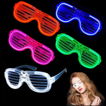 Set med 5 Fashion Unisex Plast Glow LED Light Up Solglasögon