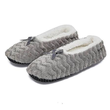 Naisten Sisäkäyttöön Lämpimät Fleece Tohvelit Talvella Pehmeät Mukavat Liukumattomat Pehmokengät Grey 36-38