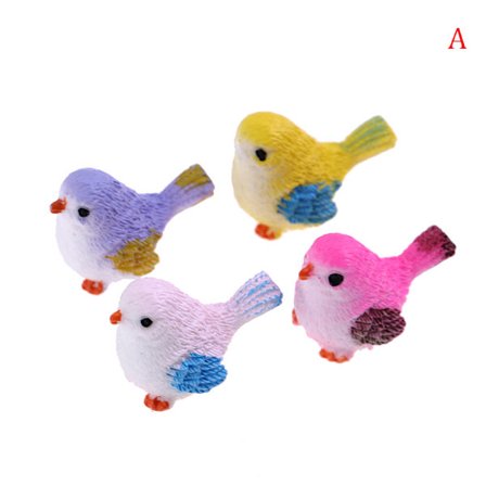 4 st tecknad färgglad flugfågelsparv liten staty miniatyr F