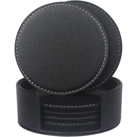 6-delt sett med drikkebrikker, absorberende filt drikkebrikker med braketter, ikke-klebende og varmebestandige PU-skinnbrikker