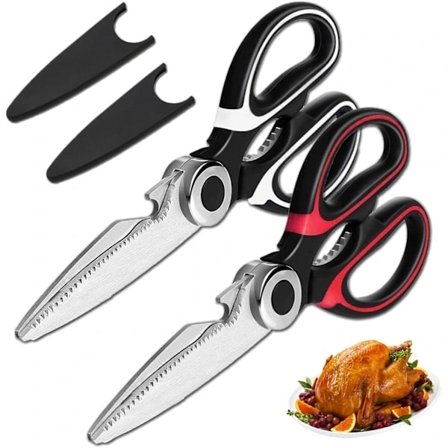 Kjøkkensaks, 2-pakning kraftige kjøkkensakser, saks for kjøkkenbruk, rustfritt stål, fugl, fisk, kjøtt, grønnsaker