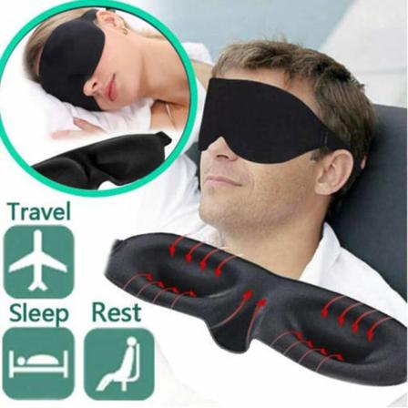 3D Ögonmask/Sovmask/Comfy Soft/Rese/Svart - stock black 3pcs