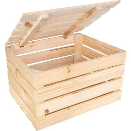 Trälåda - KREATIV DECOR - Vintage - 50 x 40 x 30 cm - Naturligt Trä - Med Lock