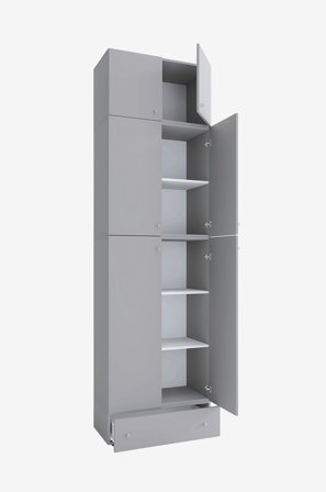 VCM - Vcm Skoskab Lona Xxl hængslede døre - med beslag og skuffe - Grå - Skoskabe - Fra Homeroom