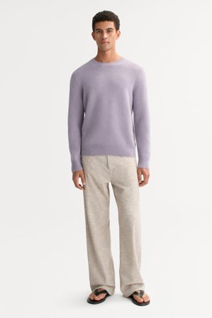 Soft Goat - Men's chunky crewneck - Men cashmere sweater - XL - Lilac