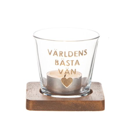 Ljuslykta på träfat - Vän