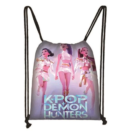Gymbag for barn | Komfortabel og praktisk K-Pop Demon Hunter Anime-inspirert mørk design svart barnebag-FS-