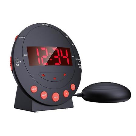 3-i-1 Vibrerende Alarm Blinkende Lys LED Vekkerklokke Snooze Sengeryster Vekk Ringing For Tung Sovende Døve Senior USB Lader US Plug