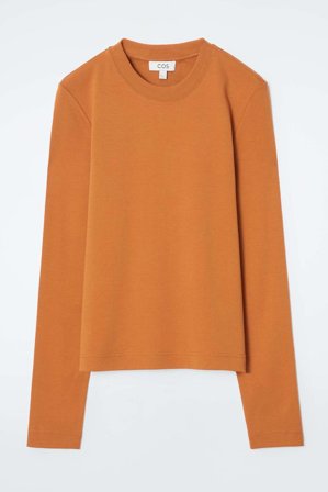 COS Women's Clean Cut Regular Long Sleeve T-Shirt in Orange