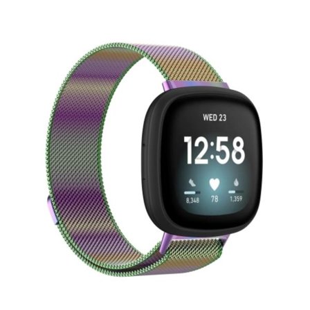 För Fitbit Versa 4 Milanese Magnetic Metal Weave klockband