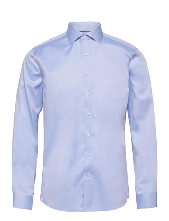 Plain Fine Twill Shirt, Wf Ls Tops Shirts Business Blue Lindbergh Black